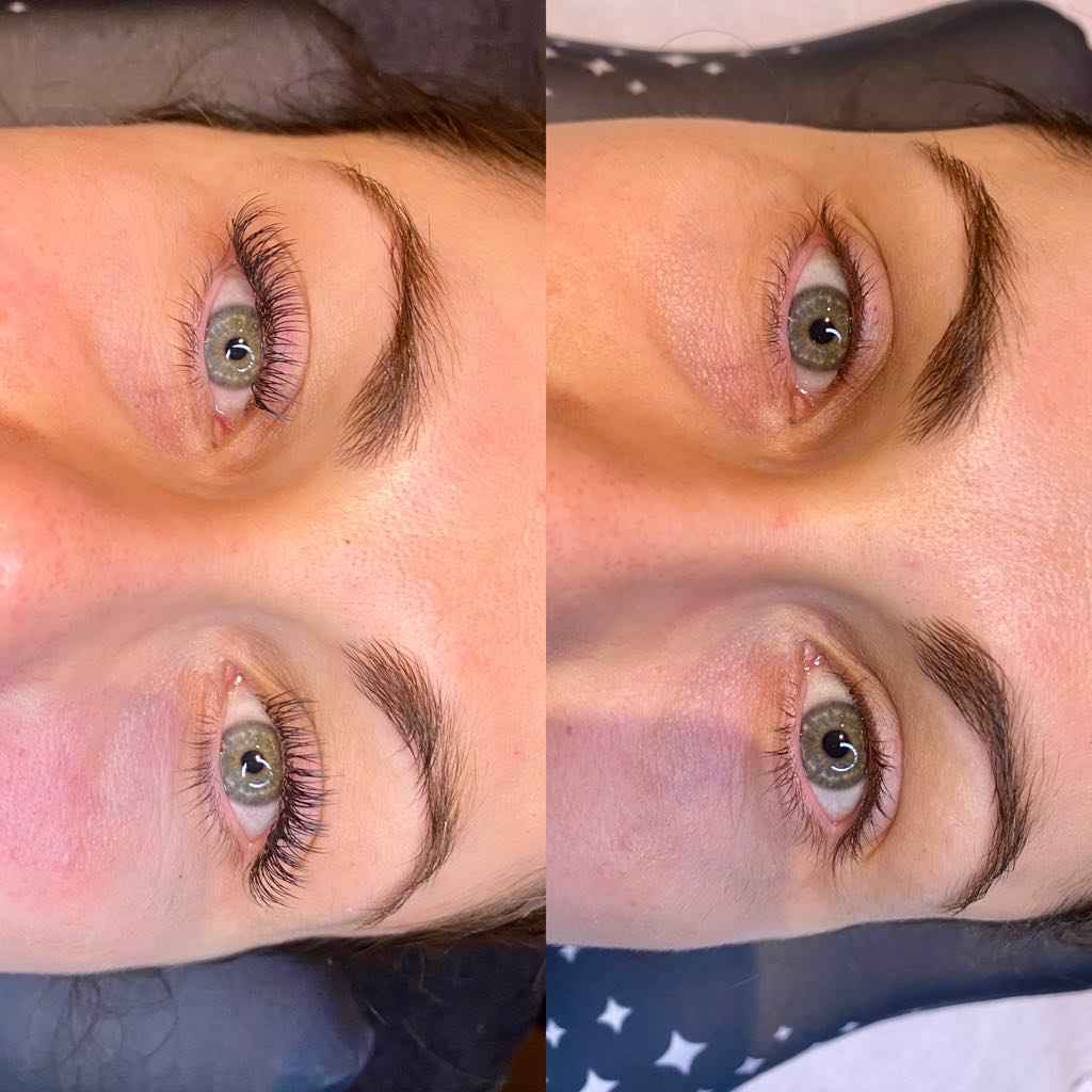 Comparaison avant/après rehaussement de cils